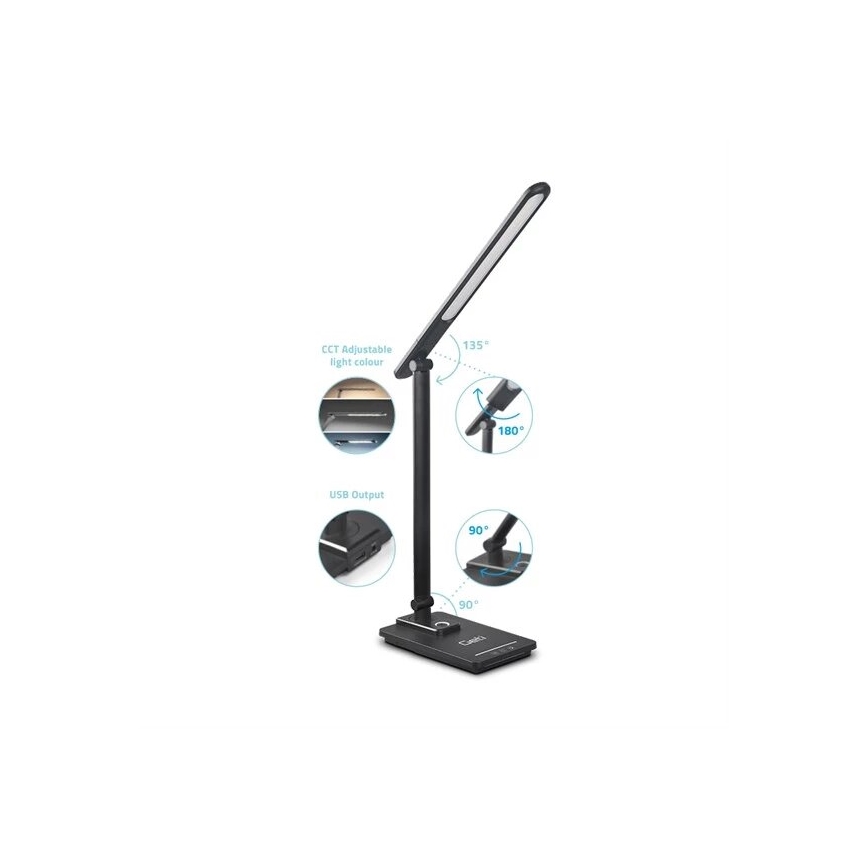 Lampada da tavolo LED dimmerabile con USB LED/9W/230V 3000K/4000K/5500K nero