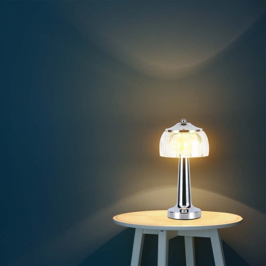 LED Lampada da tavolo touch ricaricabile e dimmerabile LED/1W/5V 3000-6000K 1800 mAh cromo lucido