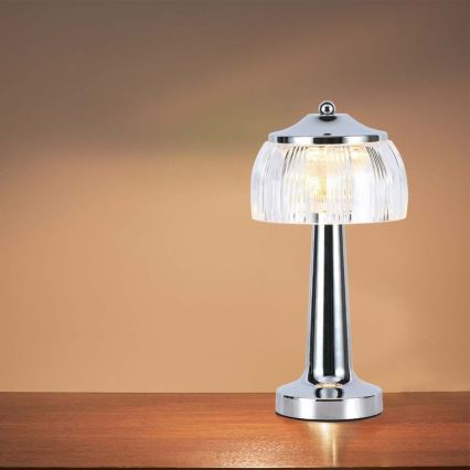 LED Lampada da tavolo touch ricaricabile e dimmerabile LED/1W/5V 3000-6000K 1800 mAh cromo lucido