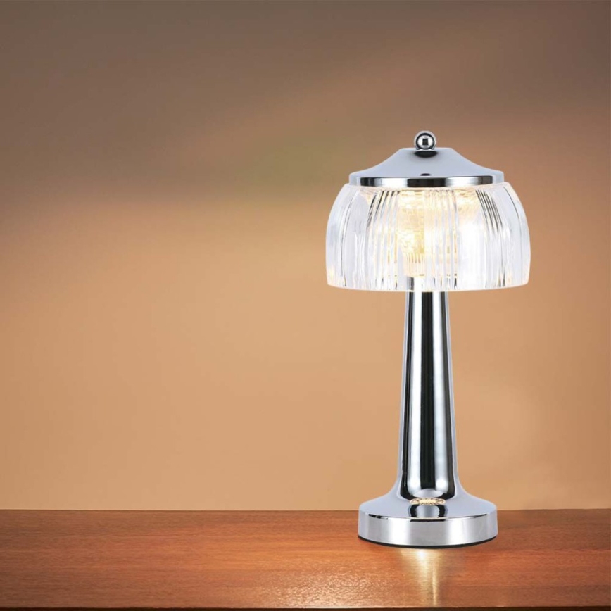 LED Lampada da tavolo touch ricaricabile e dimmerabile LED/1W/5V 3000-6000K 1800 mAh cromo lucido