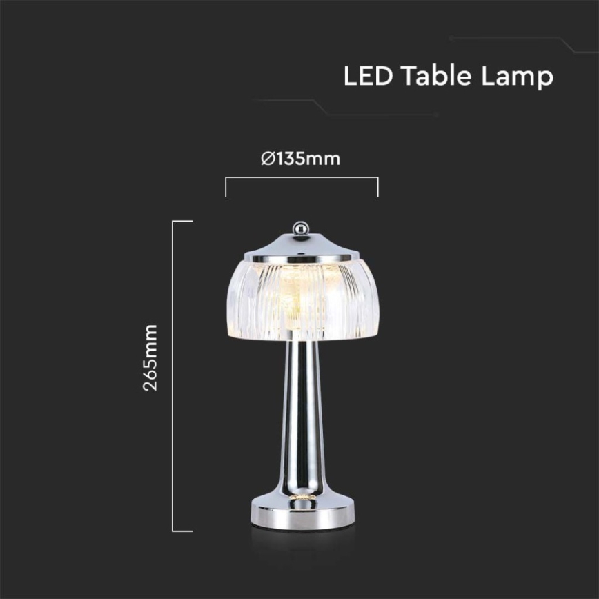 LED Lampada da tavolo touch ricaricabile e dimmerabile LED/1W/5V 3000-6000K 1800 mAh cromo lucido