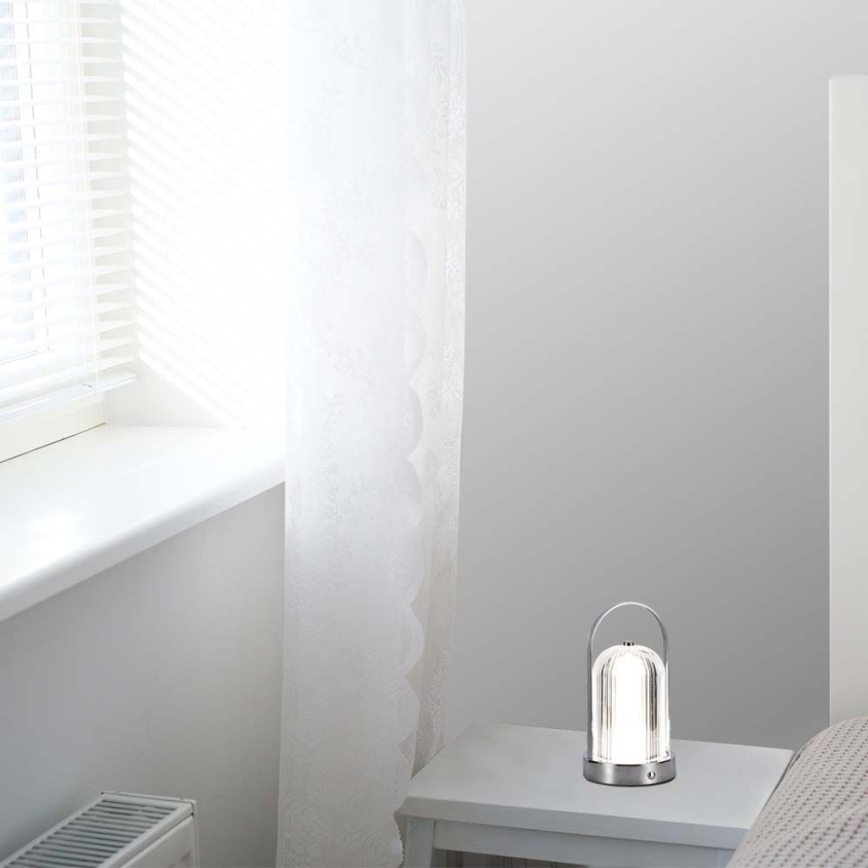 LED Lampada da tavolo touch ricaricabile e dimmerabile LED/1W/5V 3000-6000K 1800 mAh cromo opaco