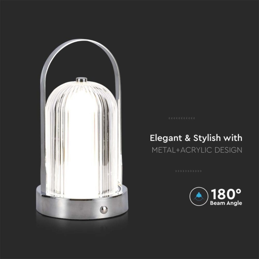 LED Lampada da tavolo touch ricaricabile e dimmerabile LED/1W/5V 3000-6000K 1800 mAh cromo opaco