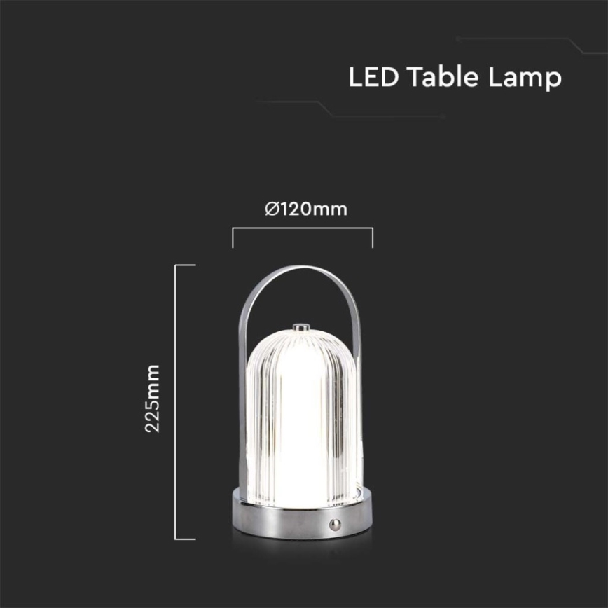 LED Lampada da tavolo touch ricaricabile e dimmerabile LED/1W/5V 3000-6000K 1800 mAh cromo opaco