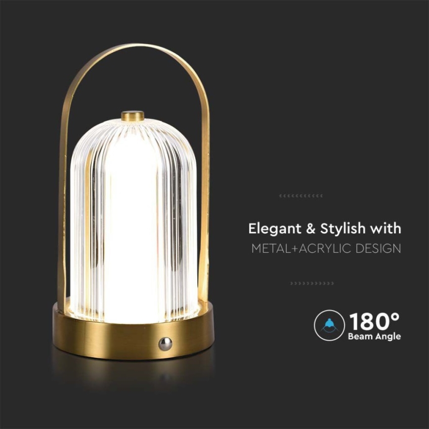 LED Lampada da tavolo touch ricaricabile e dimmerabile LED/1W/5V 3000-6000K 1800 mAh oro