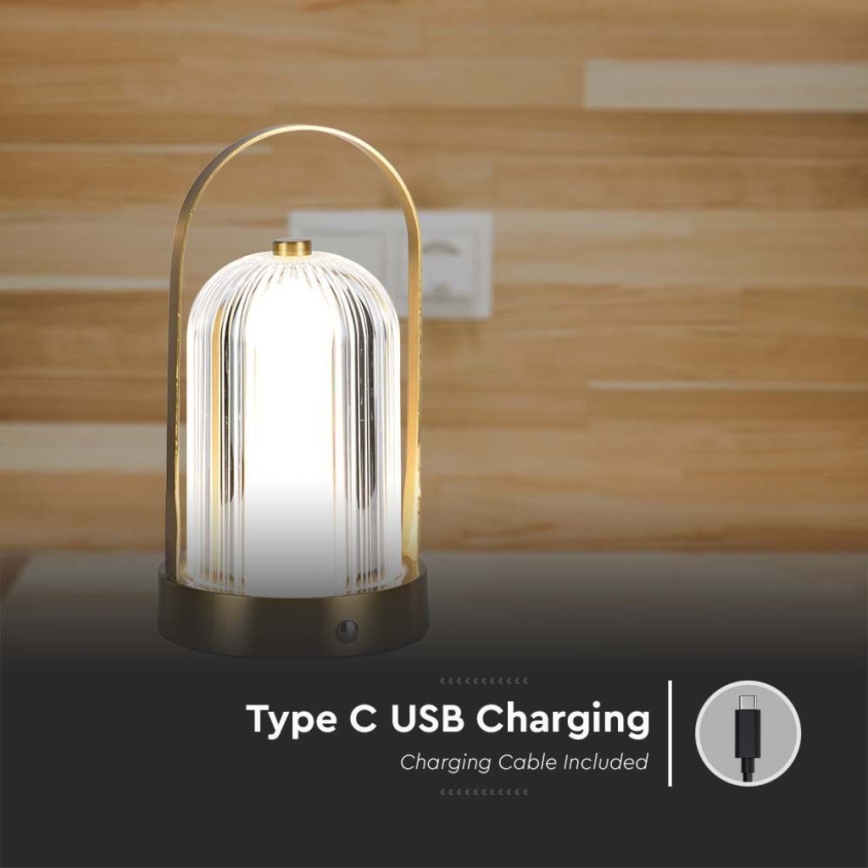 LED Lampada da tavolo touch ricaricabile e dimmerabile LED/1W/5V 3000-6000K 1800 mAh oro