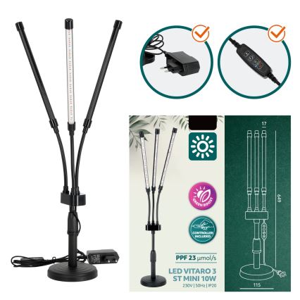 LED Dimmerabile flexible lampada da tavolo per la coltivazione di piante VITARO 3xLED/10W/230V nero