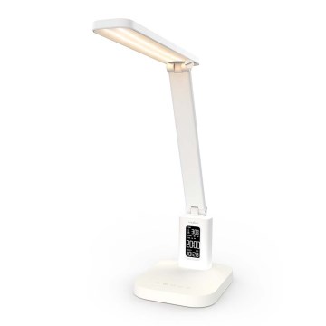 Lampada da tavolo LED dimmerabile ricaricabile a sfioramento con display, 7,5W/1200 mAh, 3000/4000/5700K, CRI 90, bianca