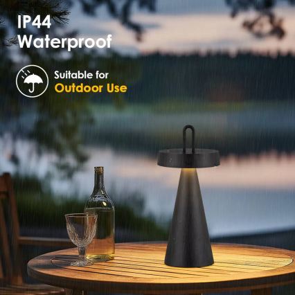 Lampada da tavolo ricaricabile per esterni dimmerabile a sfioramento HALO LED/1,5W/3,7V 3000 mAh IP44 nera