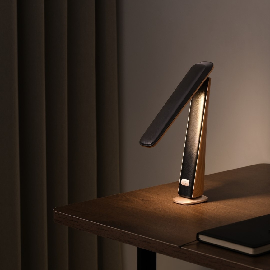 Lampada da tavolo ricaricabile dimmerabile a LED TOP LED/4W/5V 1800 mAh 3000/4000/5000K marrone/nera