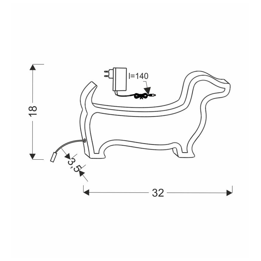 Lampada da tavolo LED per bambini DOG LED/12W/230V rosa