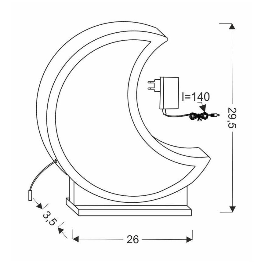 Lampada da tavolo LED per bambini MOON LED/12W/230V grigia