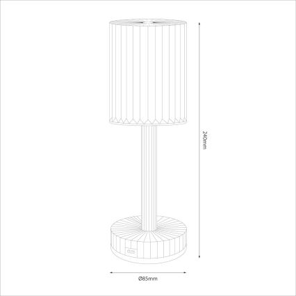 Lampada da tavolo ricaricabile a LED con controllo touch SIMPLE LED/1W/5V 3000-6000K 2400 mAh grigio fumé
