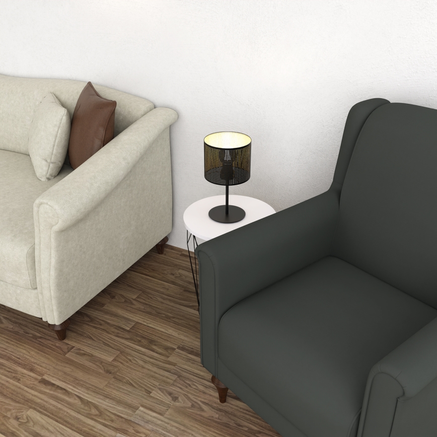 Lampada da tavolo LOFT SHADE 1xE27/60W/230V diametro 18 cm nero/oro