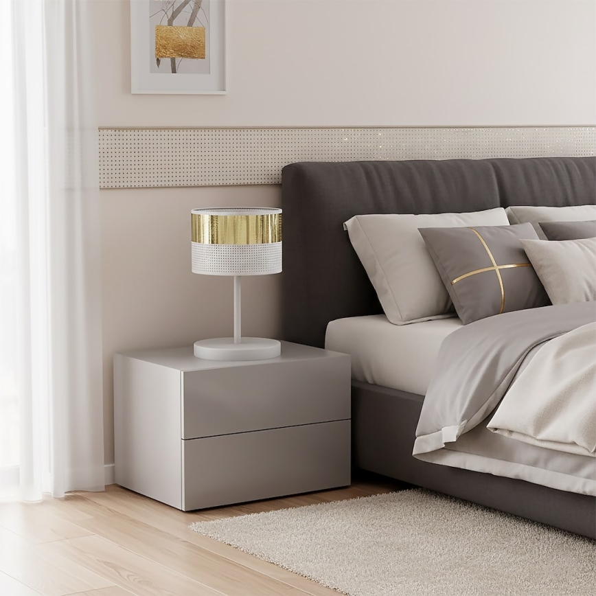 Lampada da tavolo LUX 1xE27/15W/230V bianca/dorata