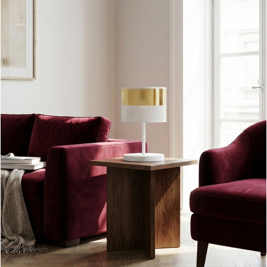 Lampada da tavolo LUX 1xE27/15W/230V bianca/dorata