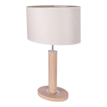 Lampada da tavolo MERCEDES, 1x E27, 40W, 230V, 46 cm, crema/rovere