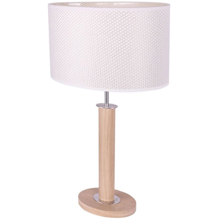 Lampada da tavolo MERCEDES 1xE27/40W/230V 60 cm color crema/quercia