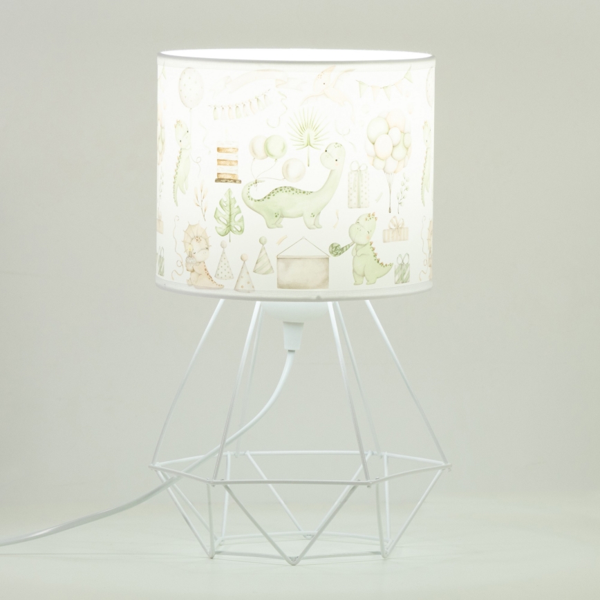 Lampada da tavolo per bambini KIDS ROOM 1xE27/60W/230V Ø 18 cm a forma di dinosauro