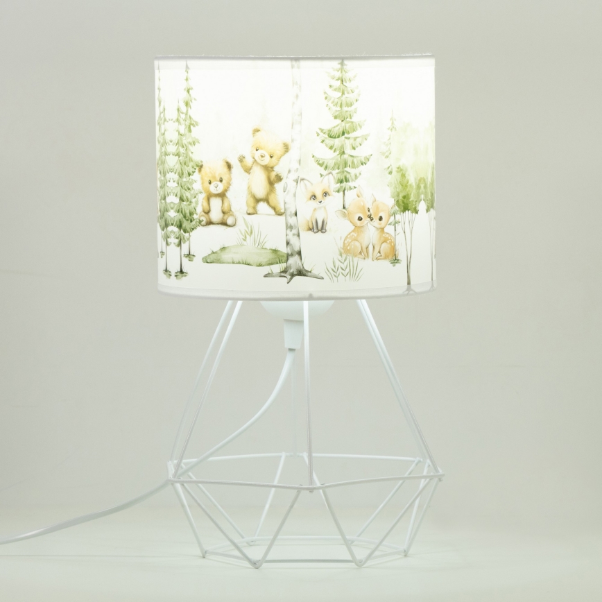 Lampada da tavolo per bambini KIDS ROOM 1xE27/60W/230V Ø 18 cm, con simpatici animaletti
