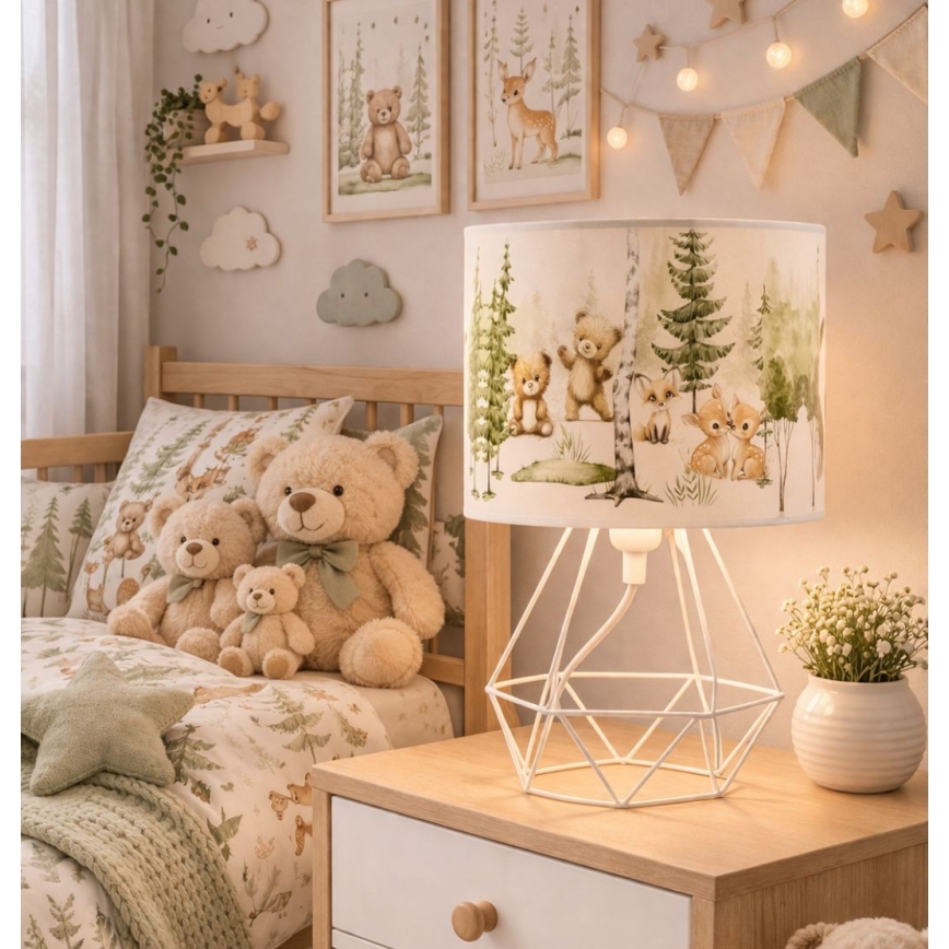 Lampada da tavolo per bambini KIDS ROOM 1xE27/60W/230V Ø 18 cm, con simpatici animaletti