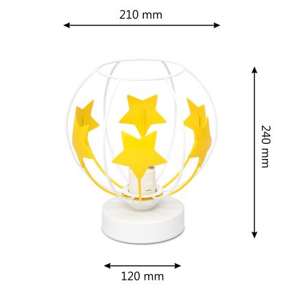 Lampada da tavolo per bambini STARS 1xE27/15W/230V giallo/bianco