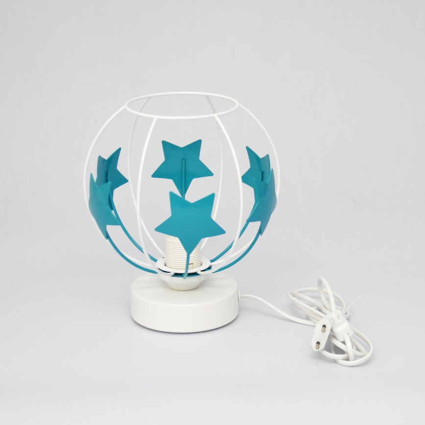 Lampada da tavolo per bambini STARS 1xE27/15W/230V turchese/bianco
