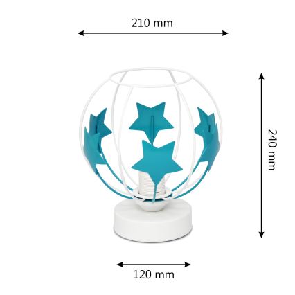 Lampada da tavolo per bambini STARS 1xE27/15W/230V turchese/bianco