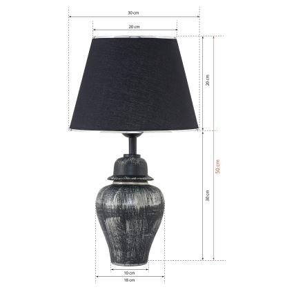 Lampada da tavolo RAMZES 1xE27/40W/230V nero/argento