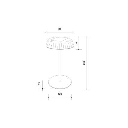 Lampada da tavolo ricaricabile a energia solare dimmerabile a LED VIVIEN LED/3W/5V 2700K 1600 mAh IP54 nera
