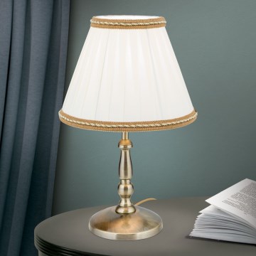 Lampada da tavolo TONIA 1xE27/60W/230V diametro 25 cm bianco/bronzo