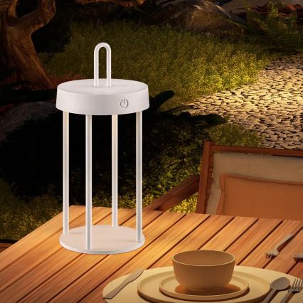 Lampada da tavolo LED dimmerabile per esterni ricaricabile a sfioramento GENTLE LED/1,5W/3,7V 3000 mAh IP44 bianca