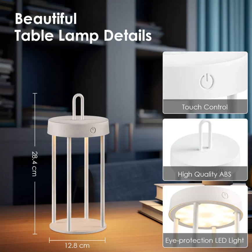 Lampada da tavolo LED dimmerabile per esterni ricaricabile a sfioramento GENTLE LED/1,5W/3,7V 3000 mAh IP44 bianca