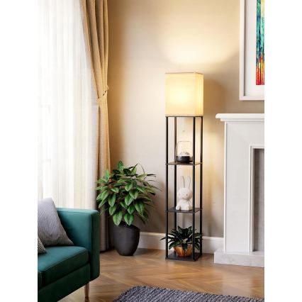 Lampada da terra con mensole 1xE27/40W/230V nero/bianco