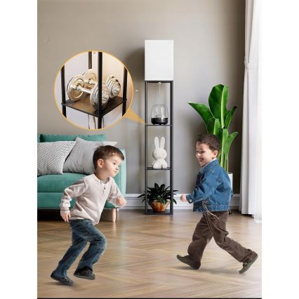 Lampada da terra con mensole 1xE27/40W/230V nero/bianco