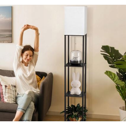 Lampada da terra con mensole 1xE27/40W/230V nero/bianco