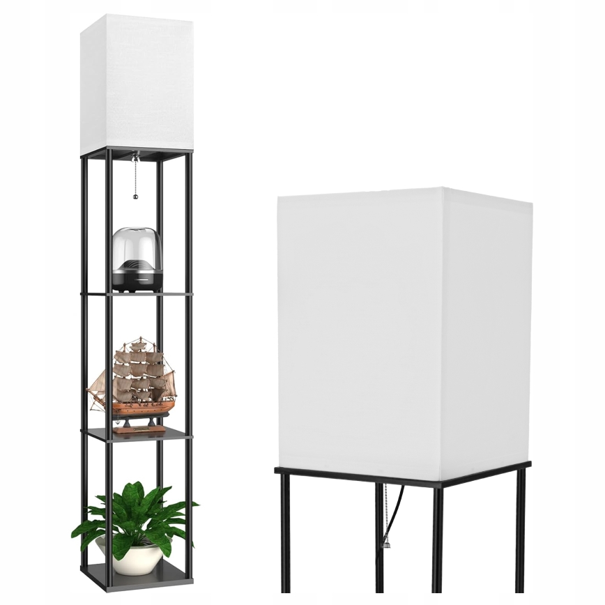 Lampada da terra con mensole 1xE27/40W/230V nero/bianco