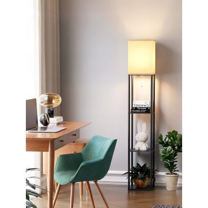 Lampada da terra con ripiani 1xE27/40W/230V 160 cm nero/bianco