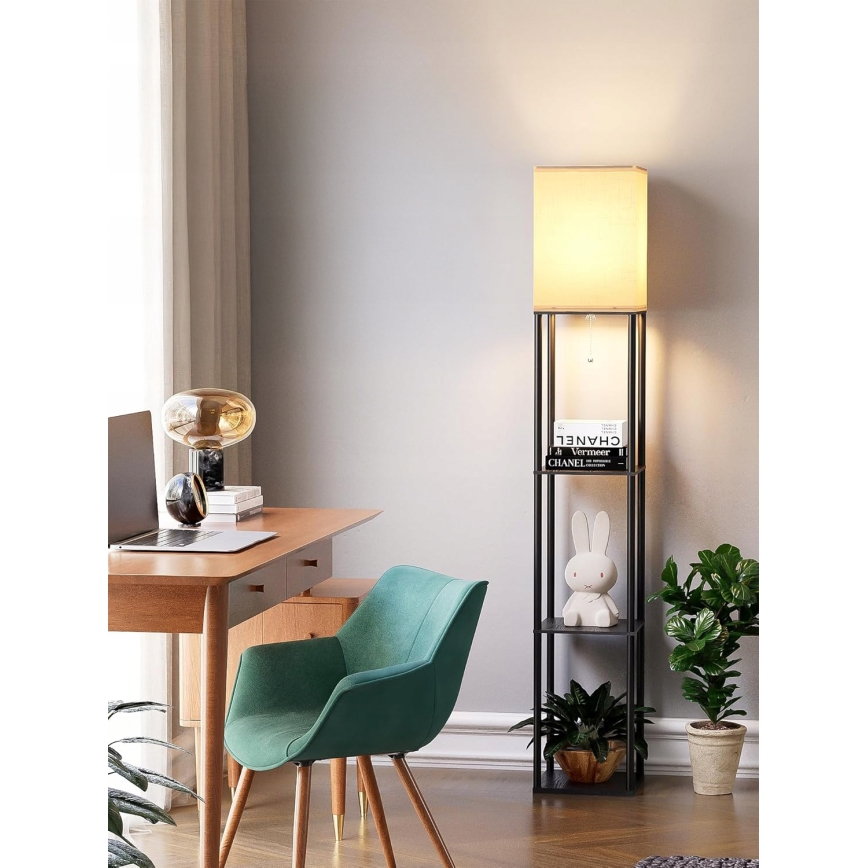 Lampada da terra con ripiani 1xE27/40W/230V 160 cm nero/bianco