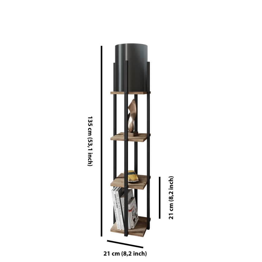 Lampada da terra con ripiani NORA 1xE27/40W/230V nero/marrone