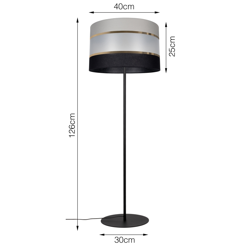 Lampada da terra CORAL 1xE27 / 60W / 230V nero / grigio