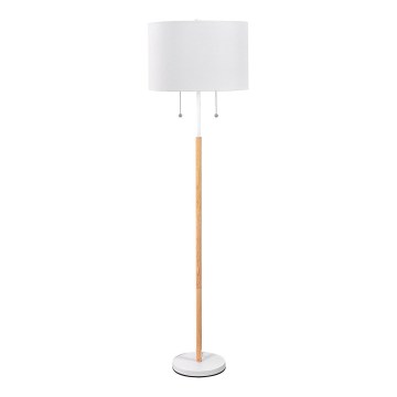 Lampada da terra FOGO 2xE27/15W/230V bianco/beige