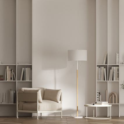 Lampada da terra FOGO 2xE27/15W/230V bianco/beige
