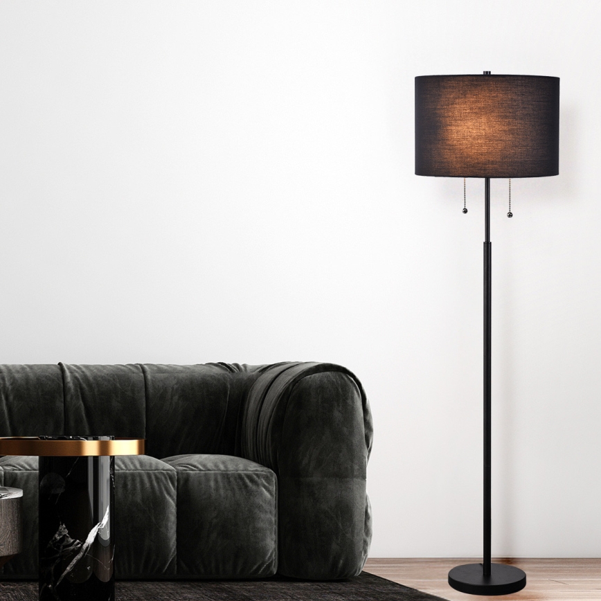 Lampada da terra FOGO 2xE27/15W/230V nera