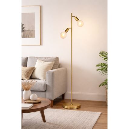 Lampada da terra LED 2xE27/7W/230V 2000K dorata