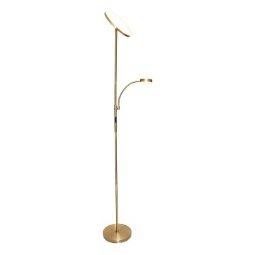 Lampada da terra LED dimmerabile NORA LED/25W/230V 2200/3000/4000K + LED/5W 3000K dorata + telecomando