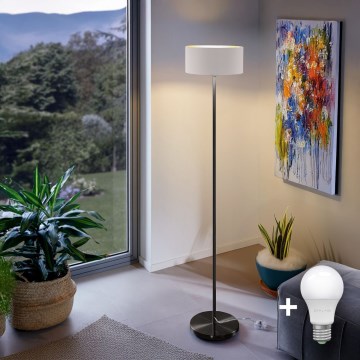 Lampada da terra LED TUNJA 1xE27/20W/230V Ø 30 cm nero/bianco