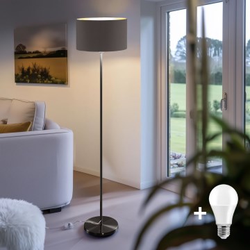 Lampada da terra LED TUNJA 1xE27/20W/230V Ø 38 cm nero/marrone