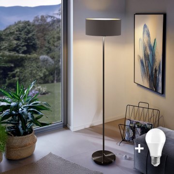 Lampada da terra LED TUNJA 1xE27/20W/230V Ø 38 cm nero/marrone