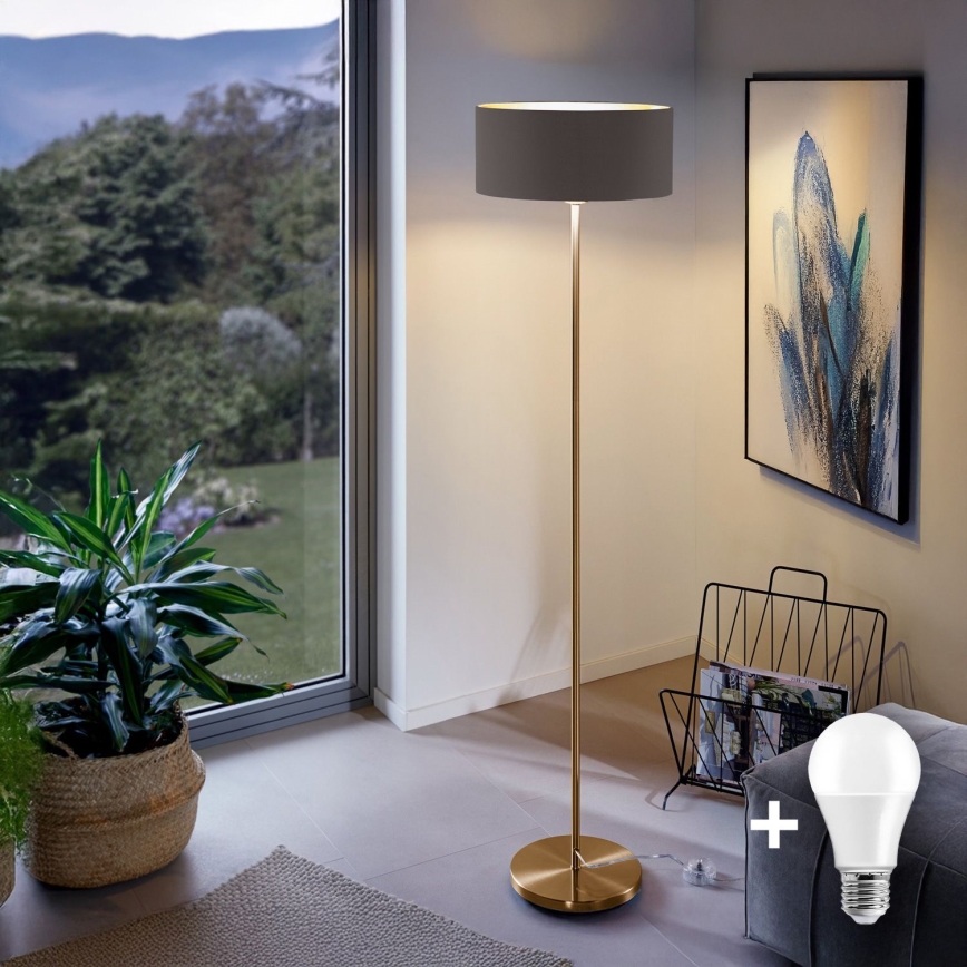 Lampada da terra LED TUNJA 1xE27/20W/230V Ø 38 cm oro/marrone